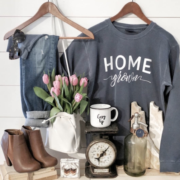 Brianna, @diyinspiredhouse, is one of my spring brand reps and styled our "Cozy Up" mug as well as our "Home Grown" sweatshirt then shared this view on her Instagram account where she talked about my products.