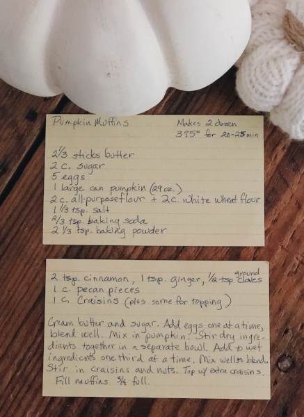My mom’s pumpkin muffins recipe…YUM!