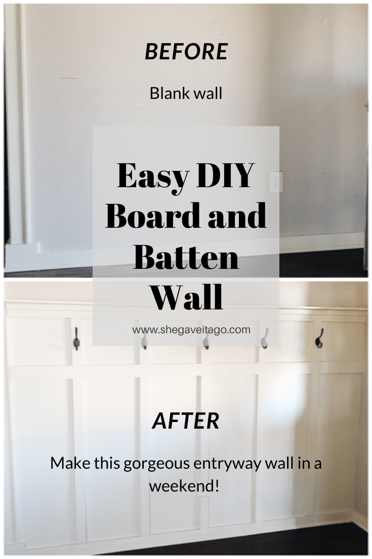 Easy DIY Board and Batten Wall: a Step by Step Tutorial featured by top AL home blogger, She Gave It A Go