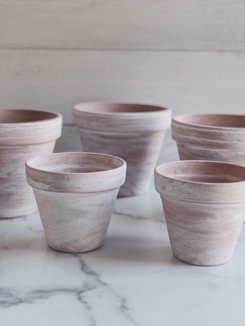 How to make DIY White Washed Terracotta Pots, a tutorial featured by top AL home decor blogger, She Gave It A Go