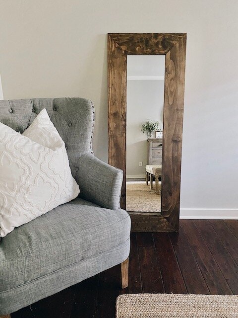 DIY Farmhouse Wood Frame Mirror, a tutorial featured by top AL home blogger, She Gave It A Go
