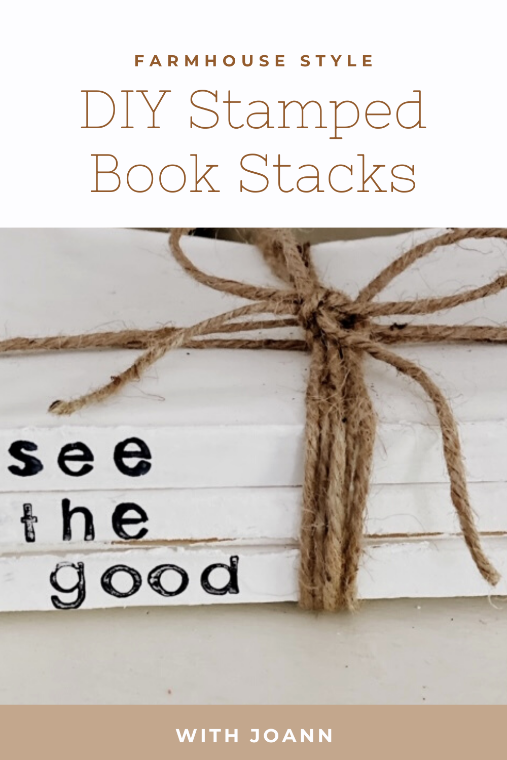 DIY Stamped Book Stacks Tutorial featured by top AL home decor blogger, She Gave It A Go