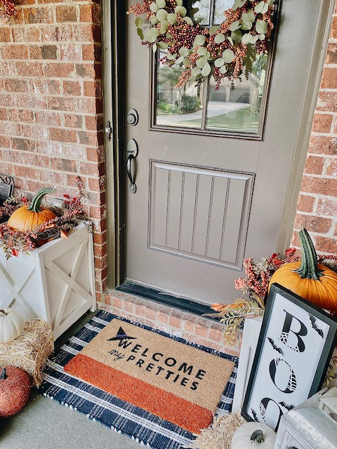 DIY Halloween Door Mat + Front Porch - House On Longwood Lane