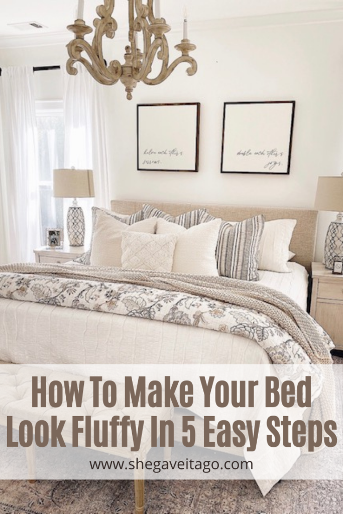 How To Make Your Bed Look Fluffy In 5 Easy Steps featured by top AL home blogger, She Gave It A Go