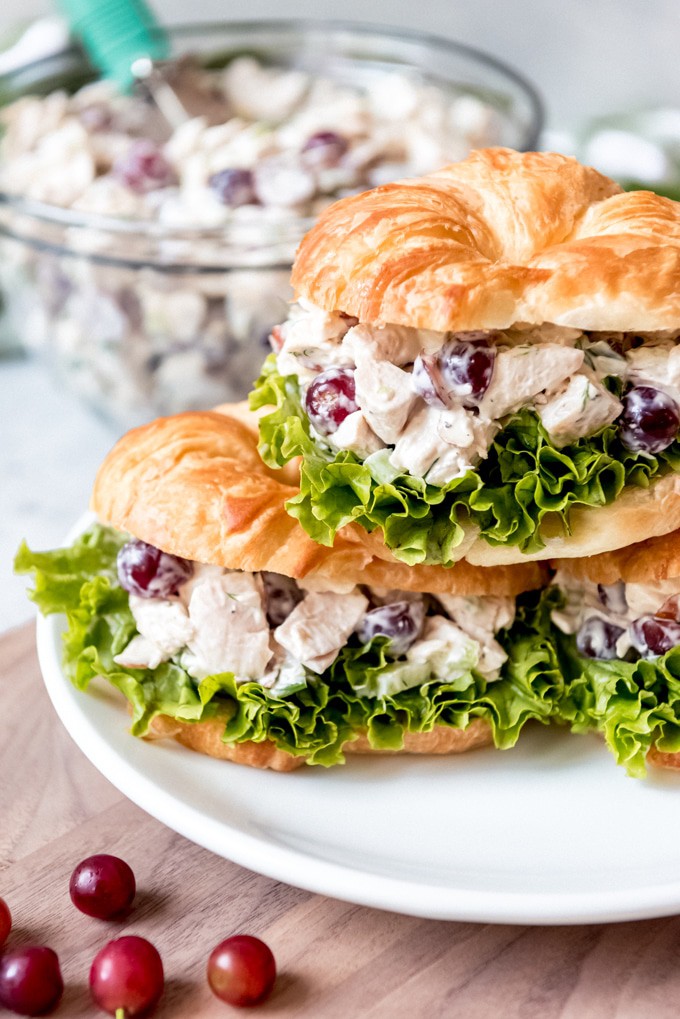20 Best Picnic Food Ideas featured by top AL lifestyle blogger, She Gave It A Go |Picnic Food Ideas by popular Alabama lifestyle blog, She Gave It A Go: image of chicken salad on a croissant. 