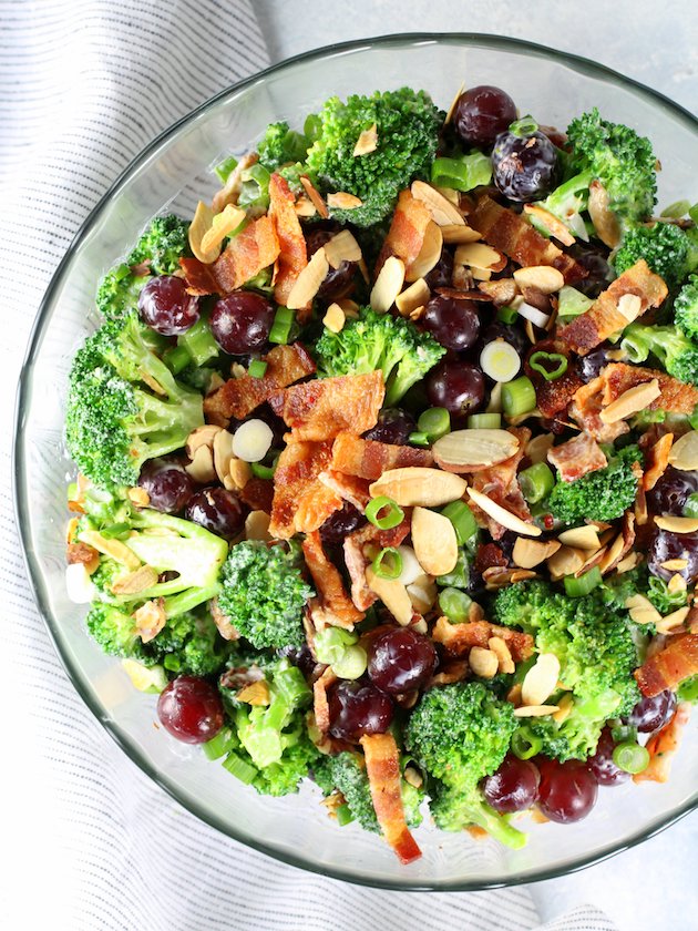 20 Best Picnic Food Ideas featured by top AL lifestyle blogger, She Gave It A Go |Picnic Food Ideas by popular Alabama lifestyle blog, She Gave It A Go: image of broccoli salad with grapes. 
