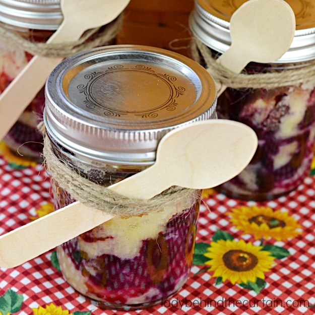 20 Best Picnic Food Ideas featured by top AL lifestyle blogger, She Gave It A Go |Picnic Food Ideas by popular Alabama lifestyle blog, She Gave It A Go: image of berry cobbler in mason jars. 