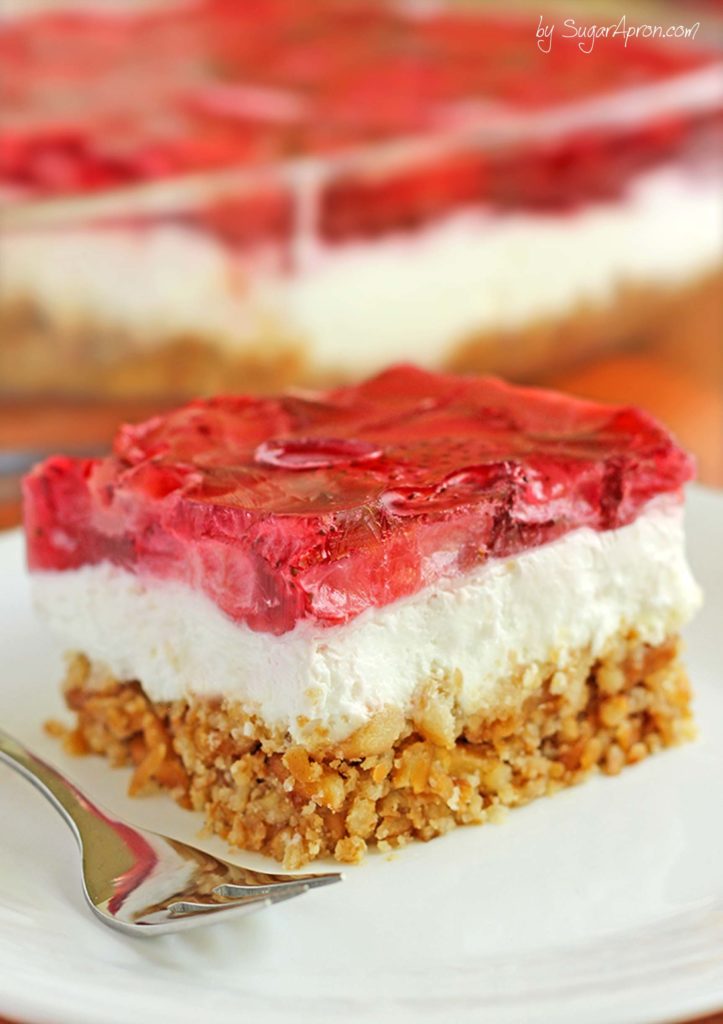 20 Best Picnic Food Ideas featured by top AL lifestyle blogger, She Gave It A Go |Picnic Food Ideas by popular Alabama lifestyle blog, She Gave It A Go: image of strawberry pretzel dessert. 