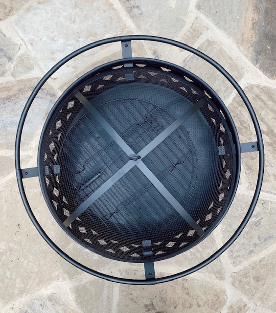 Family Patio Ideas for summer featured by top AL home blogger, She Gave It A Go |  Family Patio Ideas by popular Alabama life and style blog, She Gave It A Go: image of a black metal fire pit. 