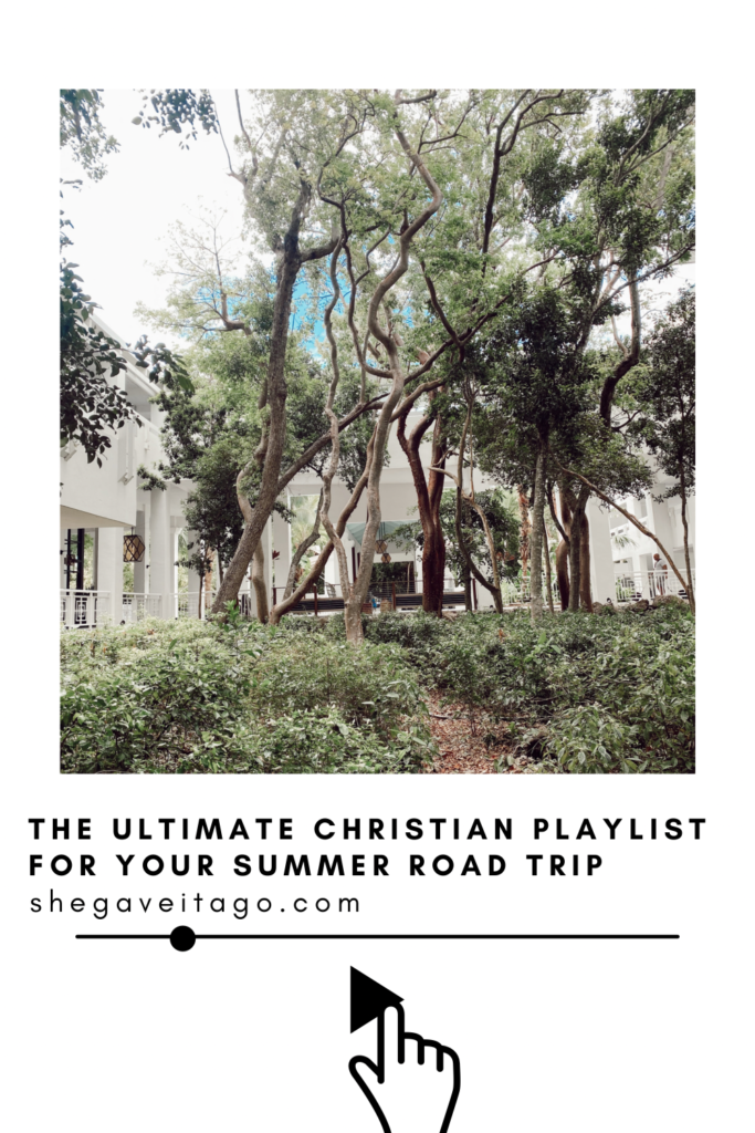  Christian Playlist for your Summer Road Trip featured by top AL lifestyle blogger, She Gave It A Go | Christian Playlist by popular Alabama lifestyle blog, She Gave It A Go: Pinterest image of the ultimate Christian playlist for your summer road trip. 