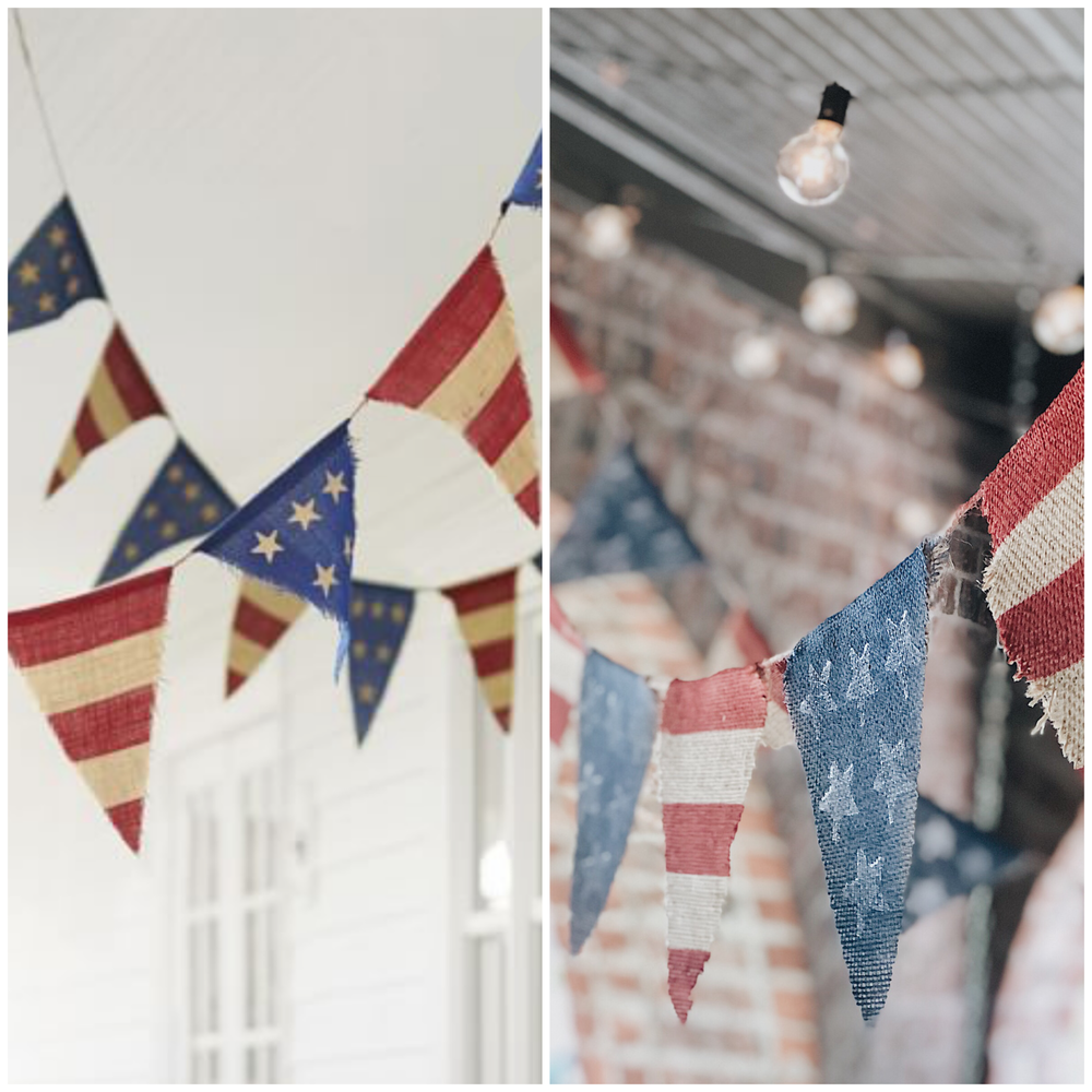 July 4th Edition Of Welcome Home Saturday by top AL home blogger, She Gave It A Go | Welcome Home Saturday by popular Alabama lifestyle blog, She Gave It A Go: image of a American flag pennant banner. 