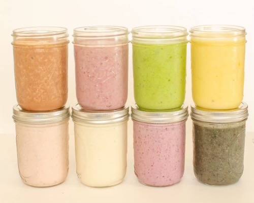 5 Easy Summer Smoothie Recipes featured by top AL lifestyle blogger, She Gave It A Go | Summer Smoothie Recipes by popular Alabama lifestyle blog, She Gave It A Go: image of various smoothies in mason jars. 