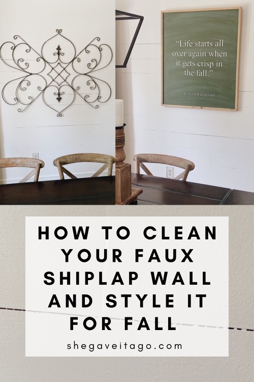 How to Clean a Faux Shiplap Wall and Style it for Fall, tips featured by top AL home blogger, She Gave It A Go