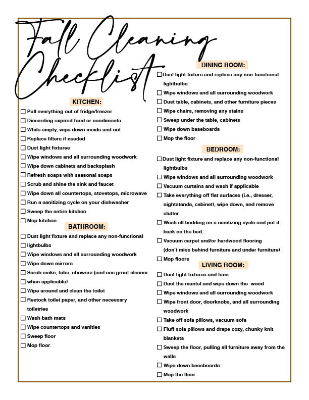 Fall Cleaning Checklist for your home featured by top AL lifestyle blogger, She Gave It A Go
