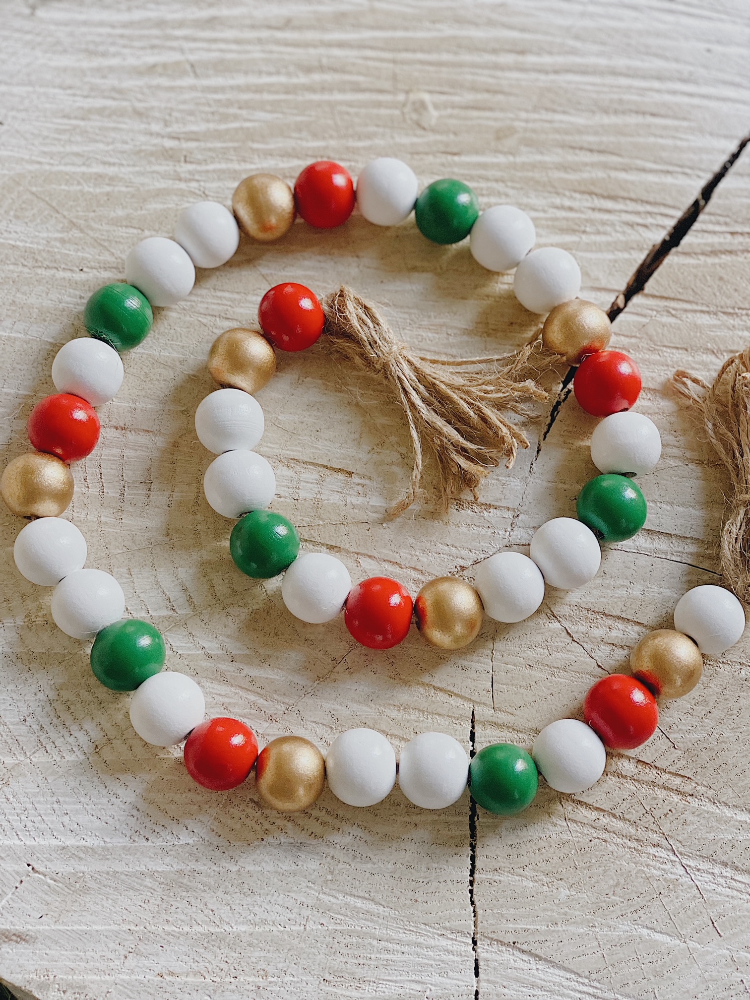 How to Make a Christmas Wood Bead Garland, a Christmas craft tutorial featured by top AL home blogger, She Gave It A Go