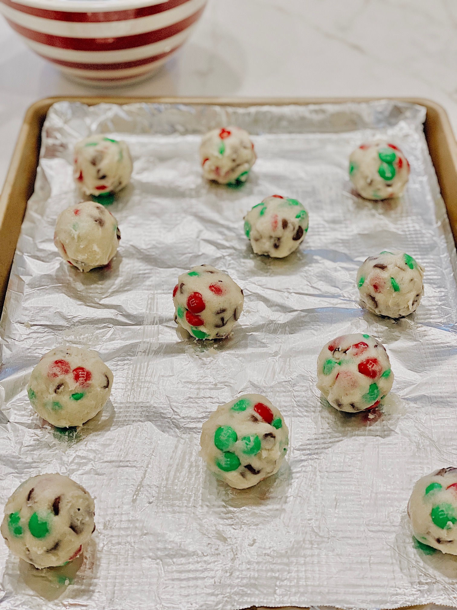 Chocolate Chip and M&M Christmas Cookies Recipe featured by top AL home blogger, She Gave It A Go