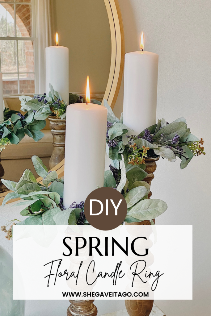 DIY Spring Floral Candle Ring featured by top AL home blogger, She Gave It A Go