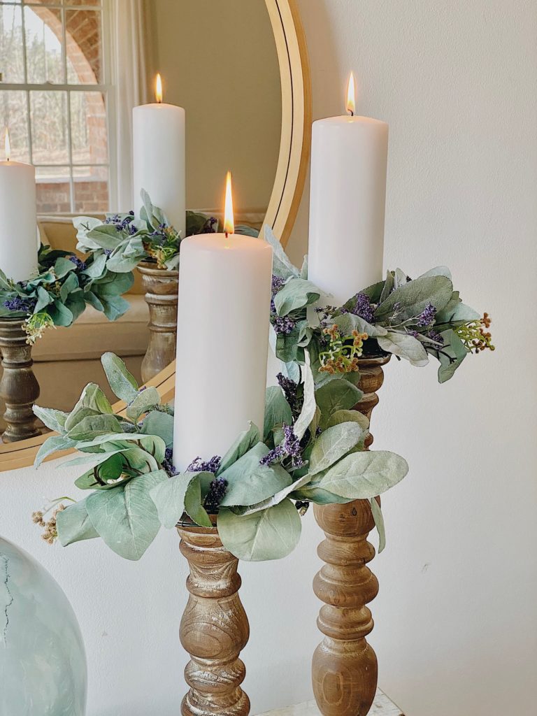DIY Spring Floral Candle Ring featured by top AL home blogger, She Gave It A Go