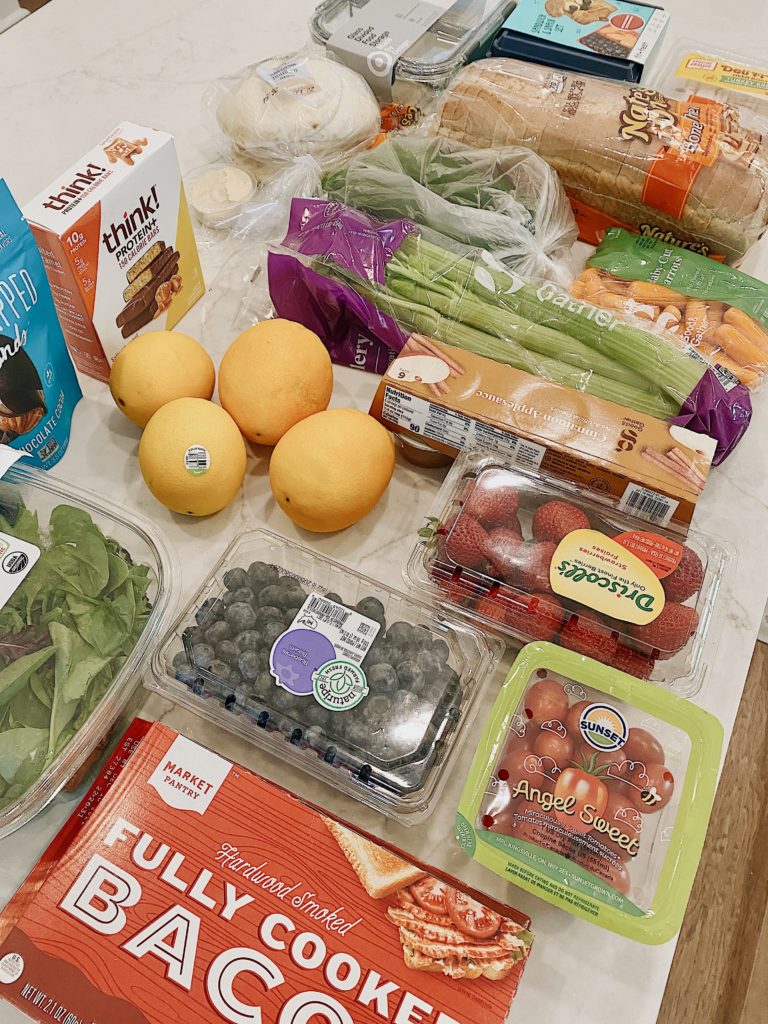 groceries on kitchen countertop to be used for lunch boxes