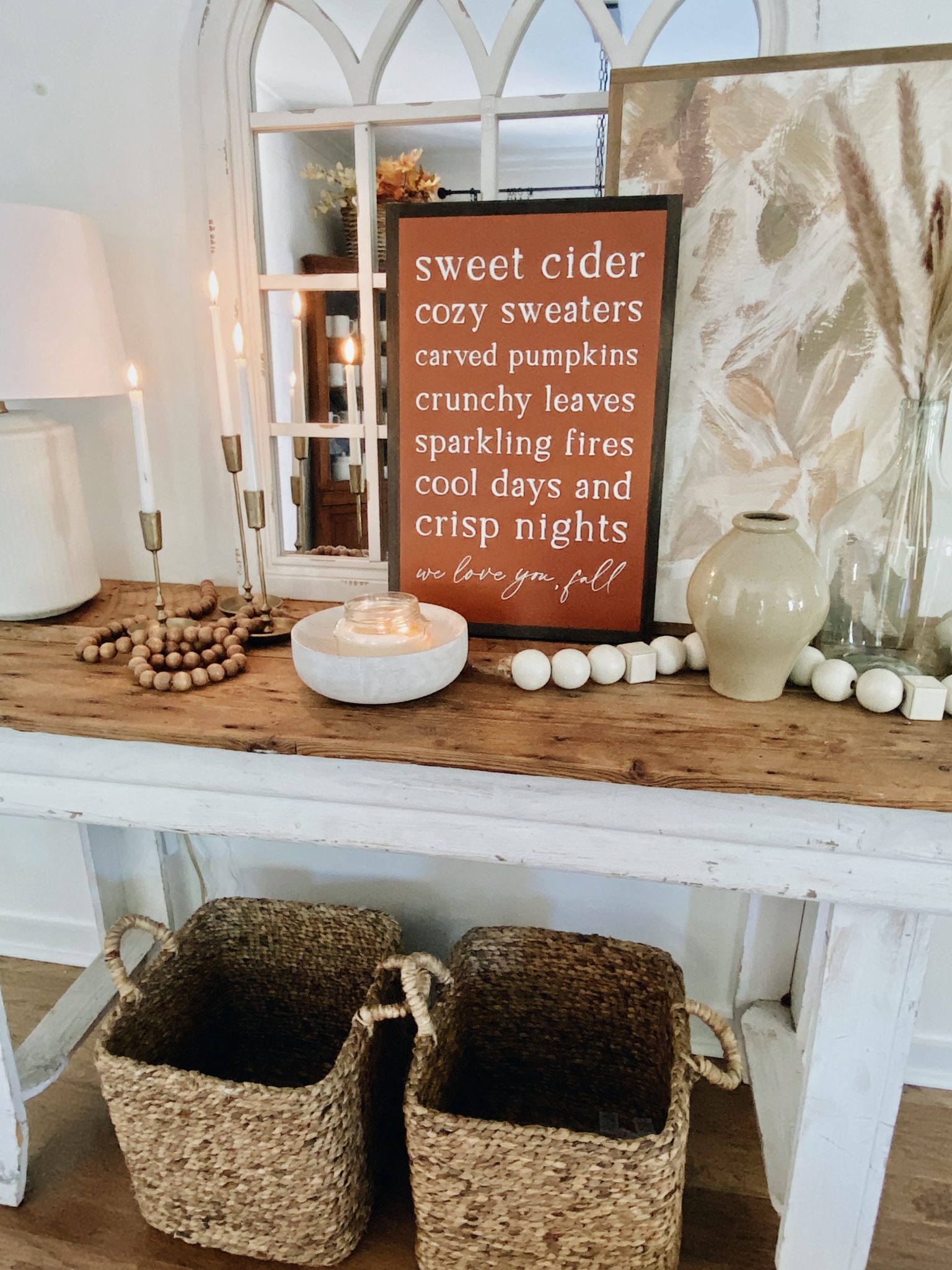 5 Cozy Farmhouse Console Table Decor Ideas for Fall She Gave It A Go