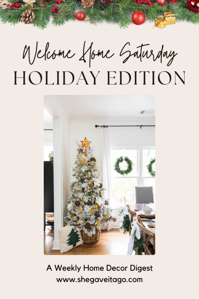 home decor pinterest graphic with a Christmas tree