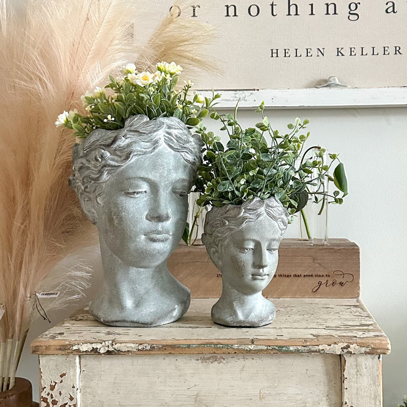 set of two cement planters 