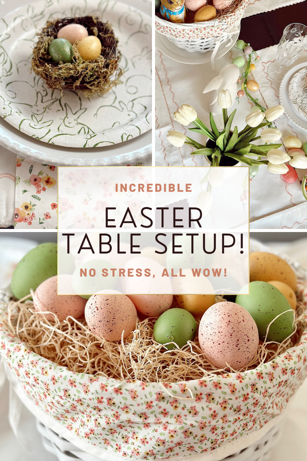 pinterest pin collage about Easter table setup