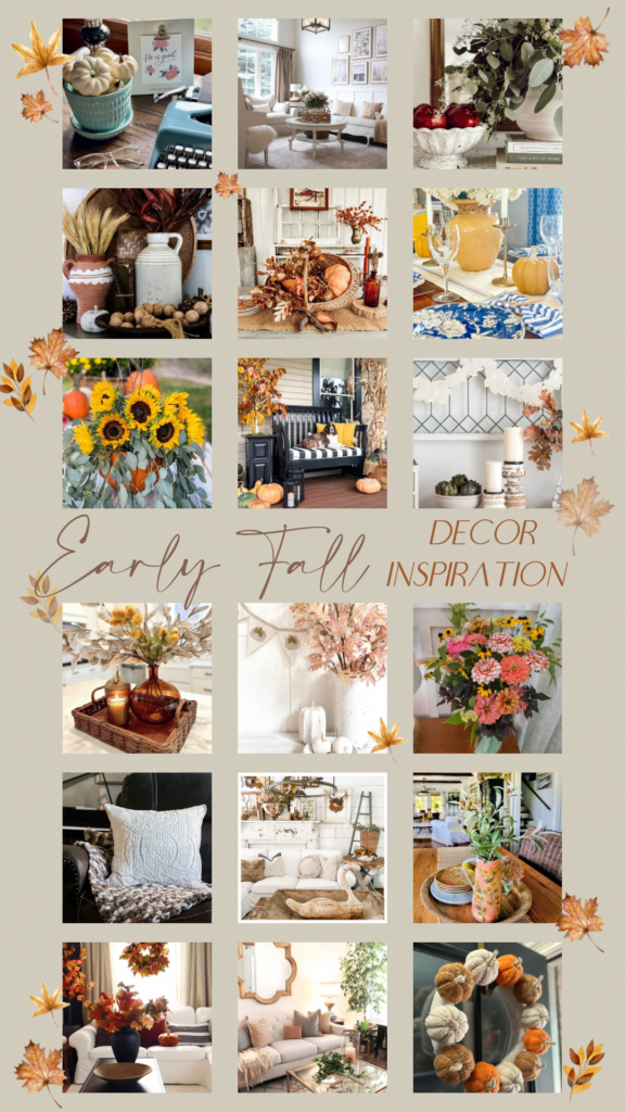 Pinterest Pin collage of early fall decorating ideas