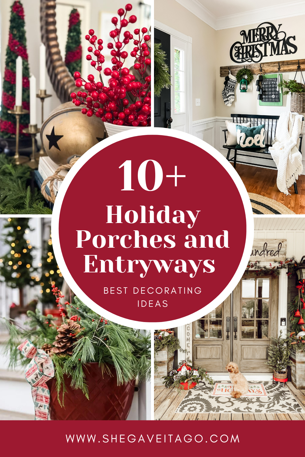best front porches and entryways for the holidays pinterest graphic