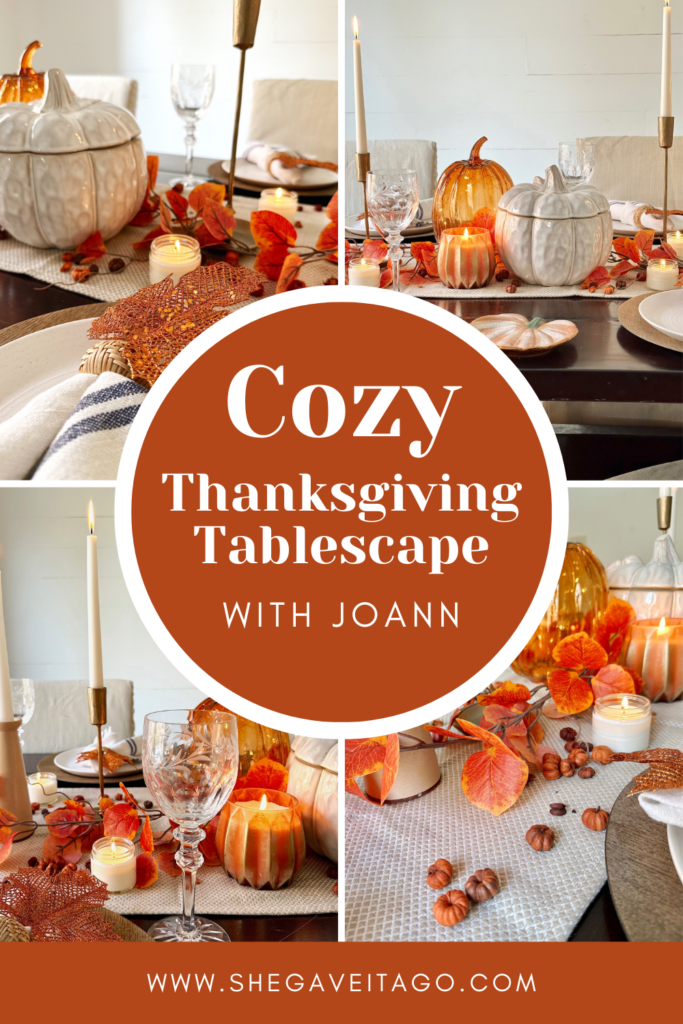 Pinterest pin collage for thanksgiving tablescape for JOANN