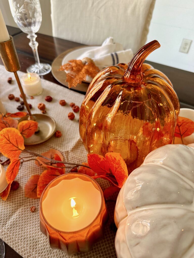 table runner under the cozy thanksgiving table decor