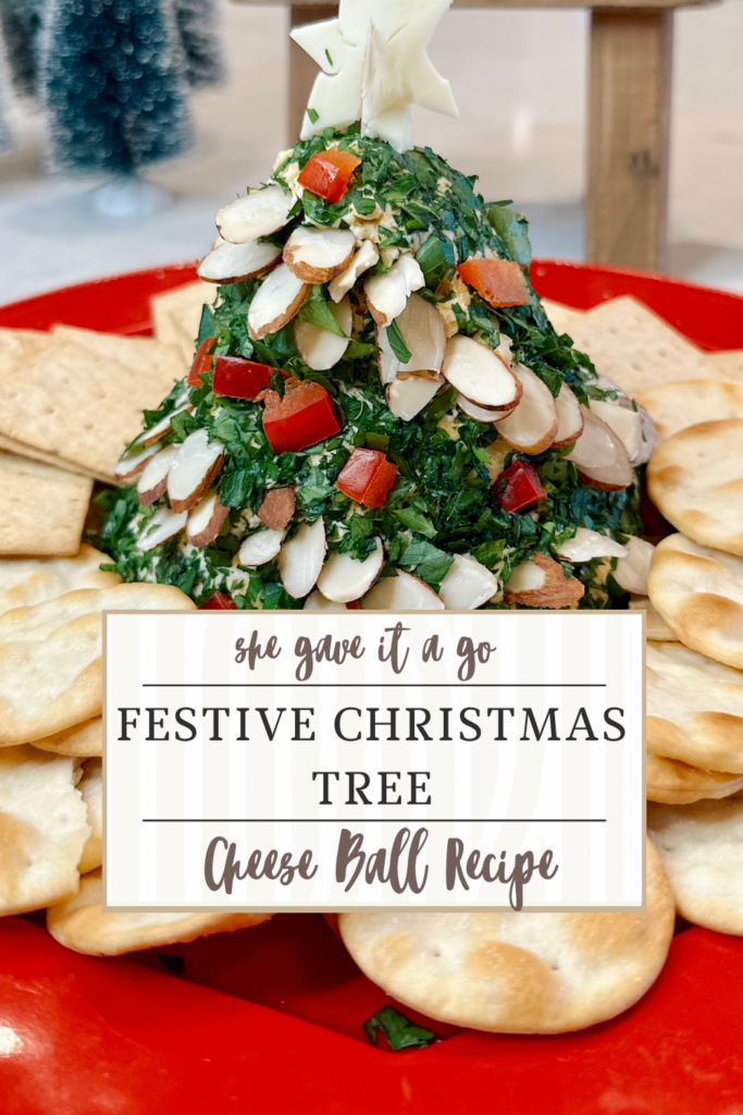 She Gave It A Go Pinterest Pin of Christmas tree cheese ball