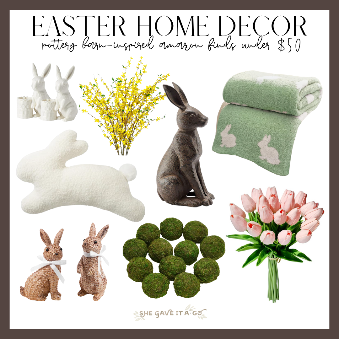 Easter home decor, pottery barn decor, pottery barn-inspired decor, decor under $50